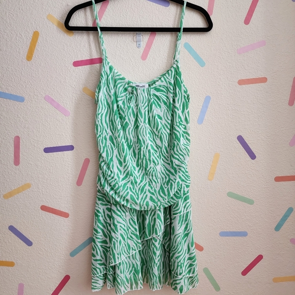 DVF Strappy Mesh Sea Twig Green Mini Dress NWT Size LARGE Diane Von Furstenberg - Picture 5 of 10